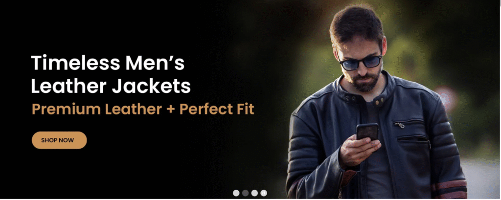 Scin leather jacket banner